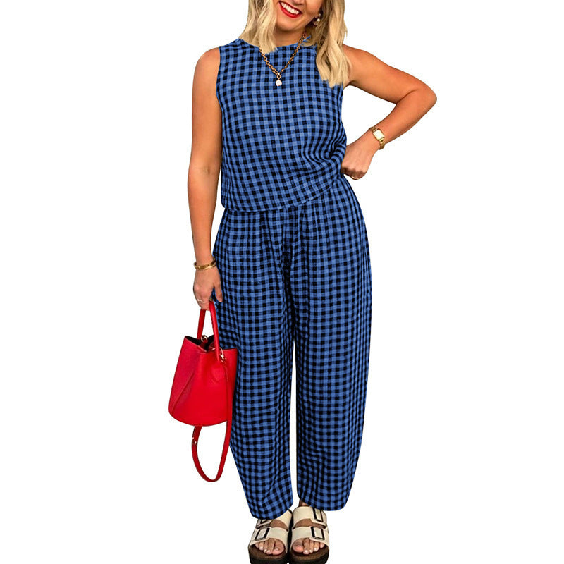Dame jumpsuit med ternet mønster og afslappet pasform Stilla