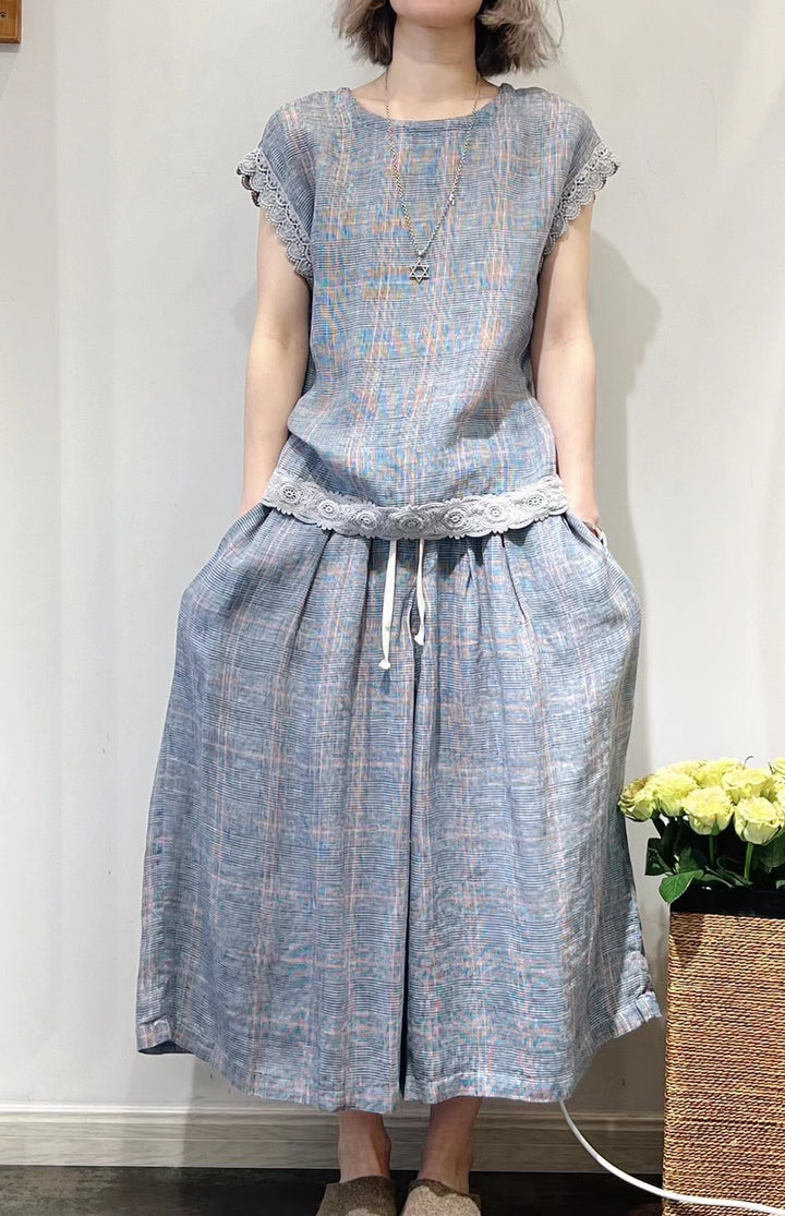 Femme Elegante Linned To-delt Sæt Stilla