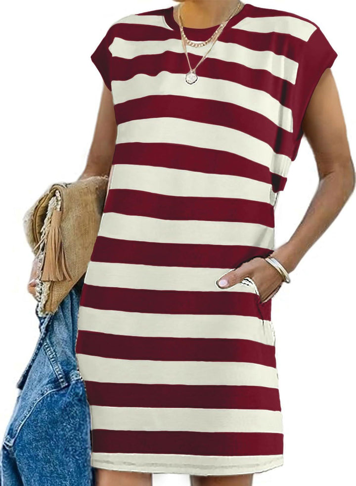 Dame Fritid Stribet T-Shirt Kjole Stilla