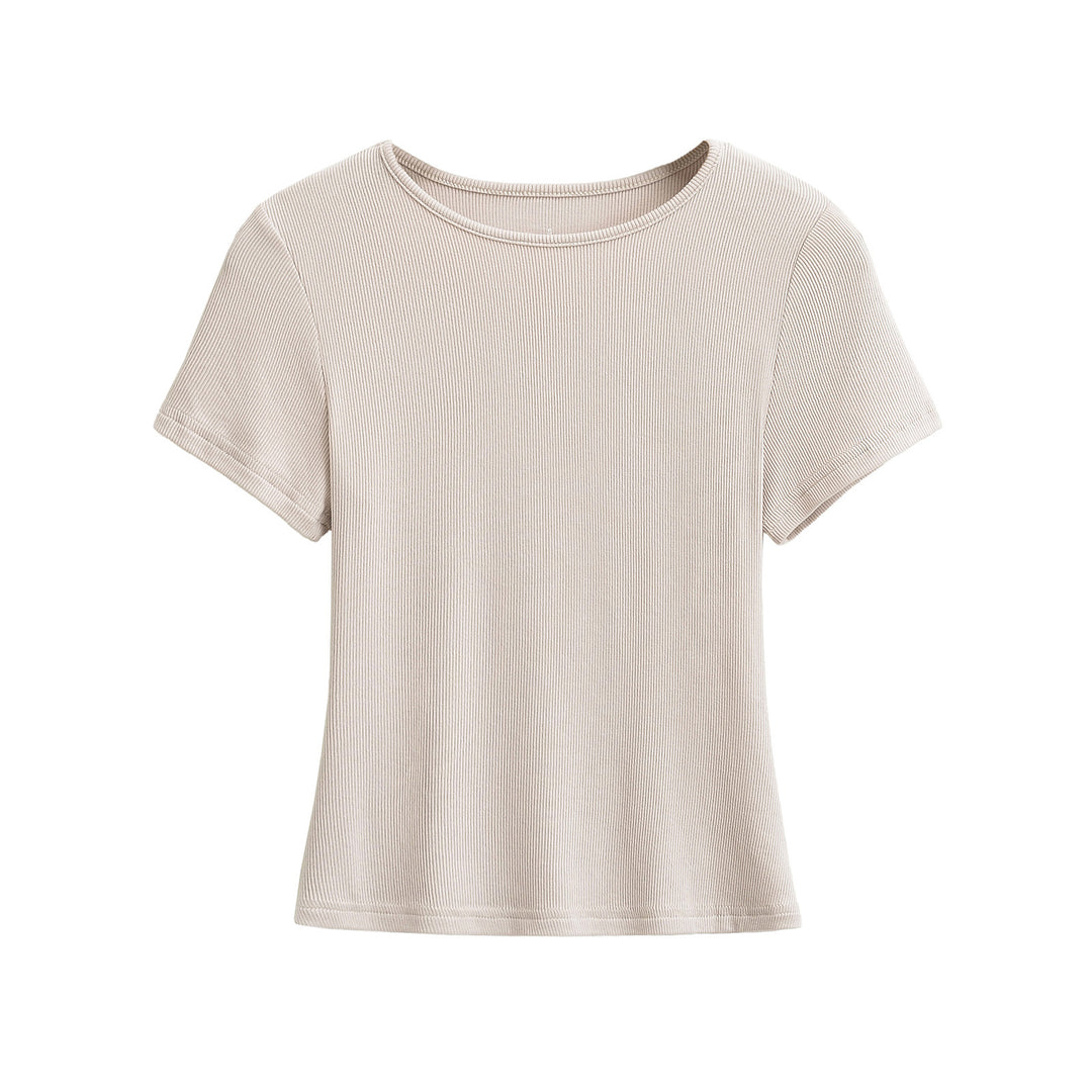 Dame klassisk rib T-shirt med let oversize snit Stilla