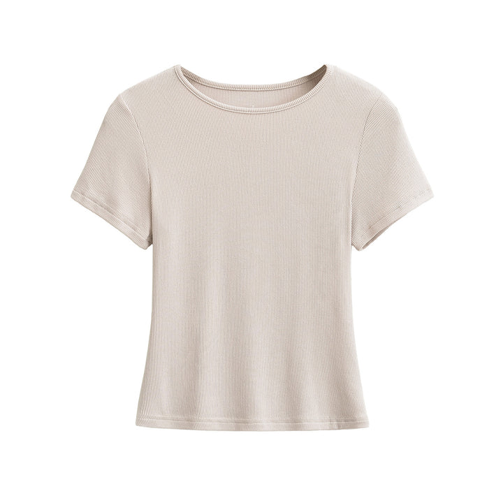 Dame klassisk rib T-shirt med let oversize snit Stilla