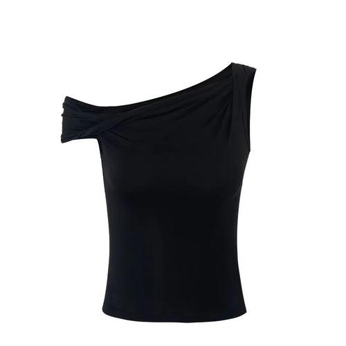 Dame asymmetrisk top med dekorativt draperingselement Stilla