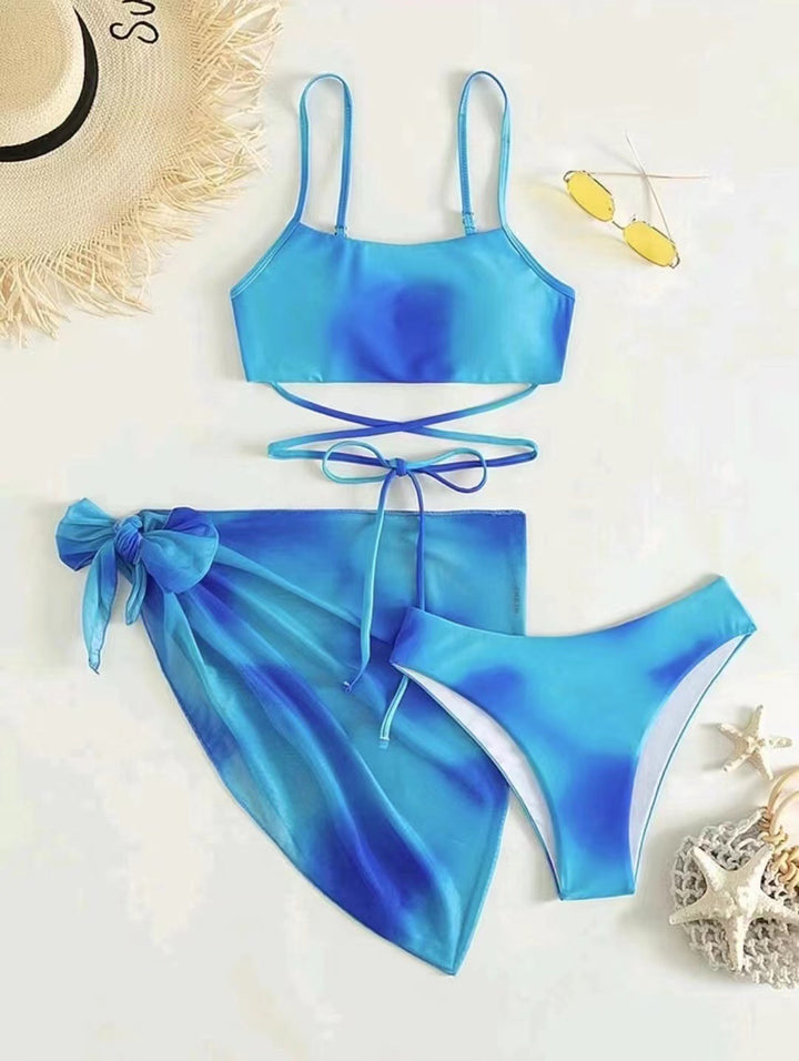 Dame bikini-sæt med innovativt indpakningsskørt og trendy crop-top Stilla