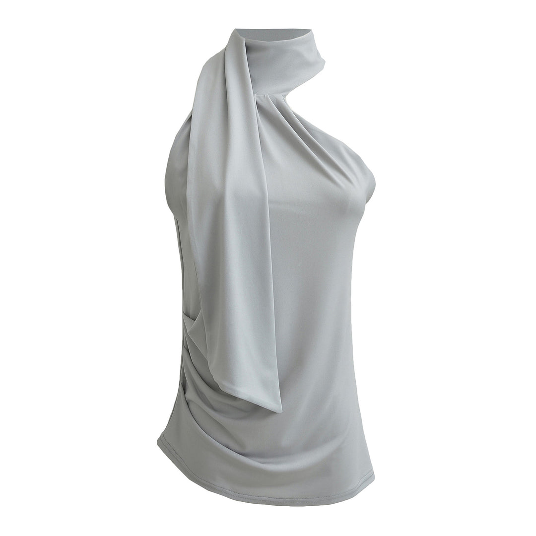Dame elegant top med asymmetrisk krave og flydende stof Stilla