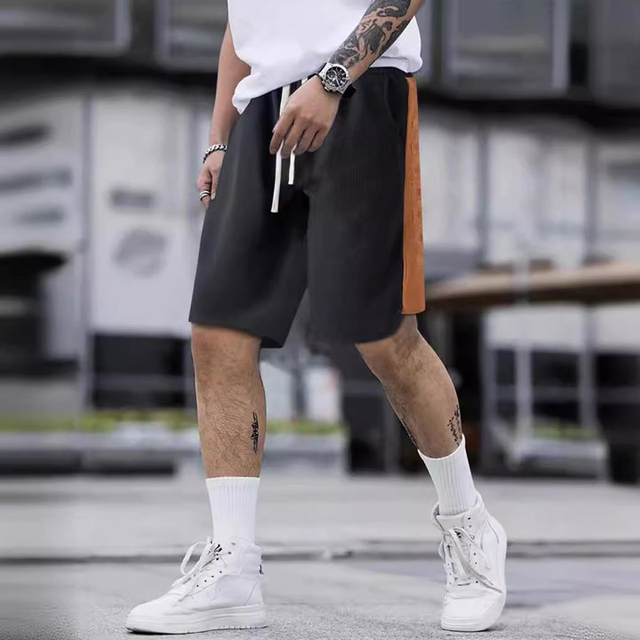 Herren Komfortable Sportshorts med sidefarvekontrast og elastisk talje Stilla