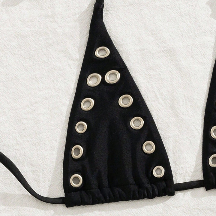 Dame triangel-bikini-sæt med glamourøse pynt-detaljer Skovae