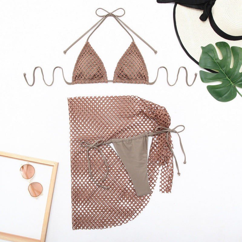 Dame Triangel-Bikini med raffineret netdesign og passende omslagsshort Stilla