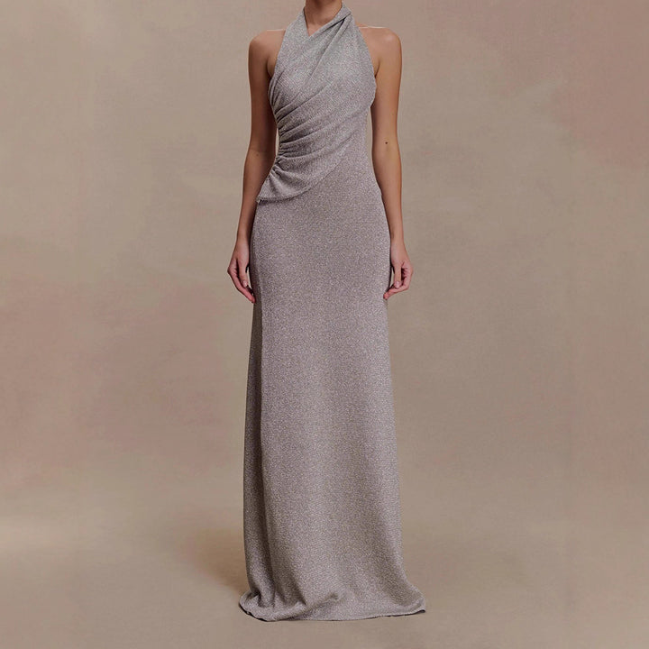 Damer Elegant Maxi kjole med skinnende stof og raffineret vavledetail Skovae