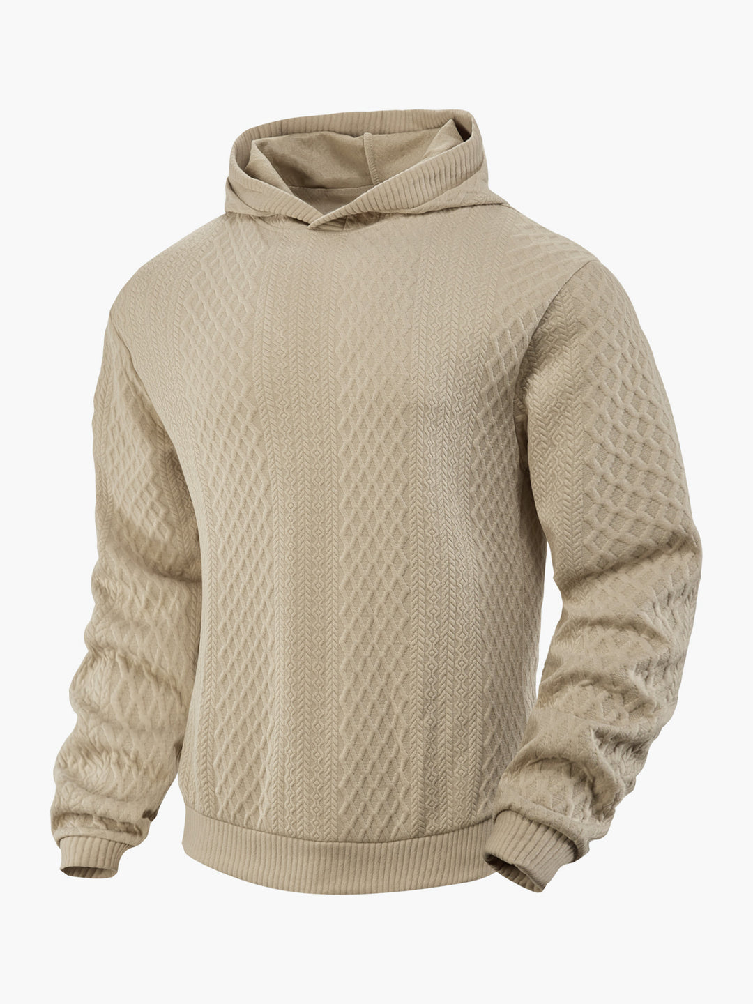 Herre nan struktureret slangenkrave-sweater med hætte og vaffelmønster Jacquard Skovae