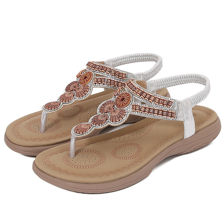 Dame Komfortable Sandaler med farverige Perle elementer Stilla