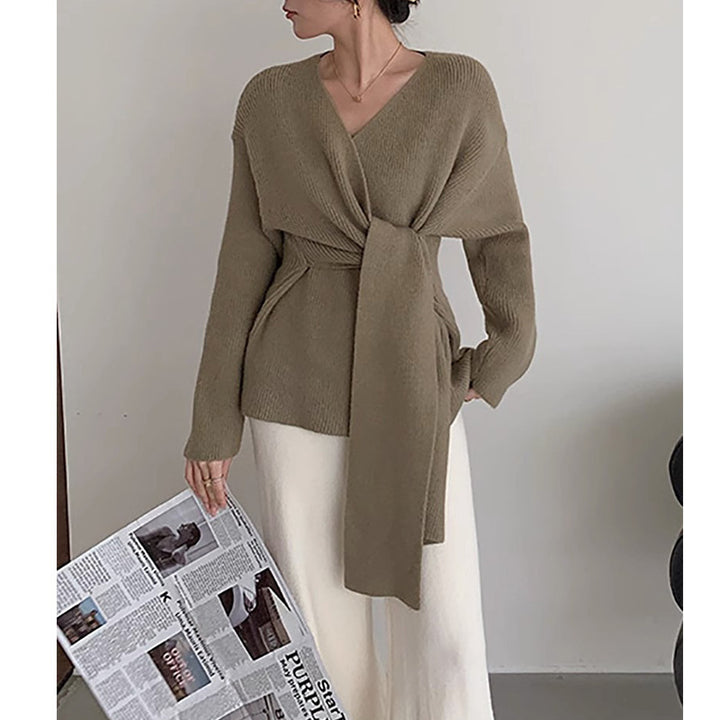 Dame mode bluse med indpakningsdesign og bælte Stilla