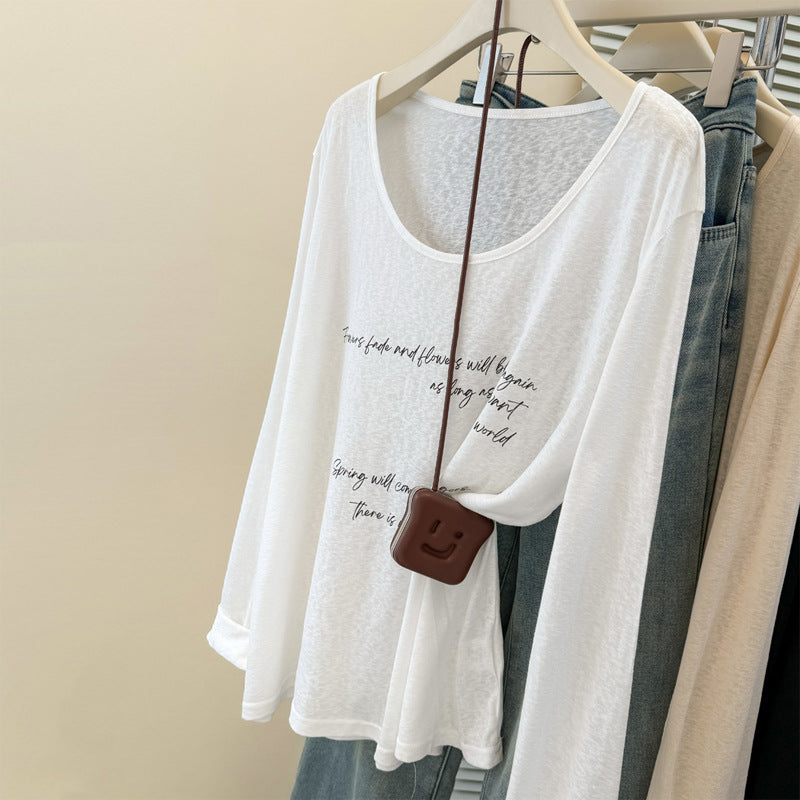 Femme Relaxed Fit Langærmet T-shirt med inspirerende citat Stilla
