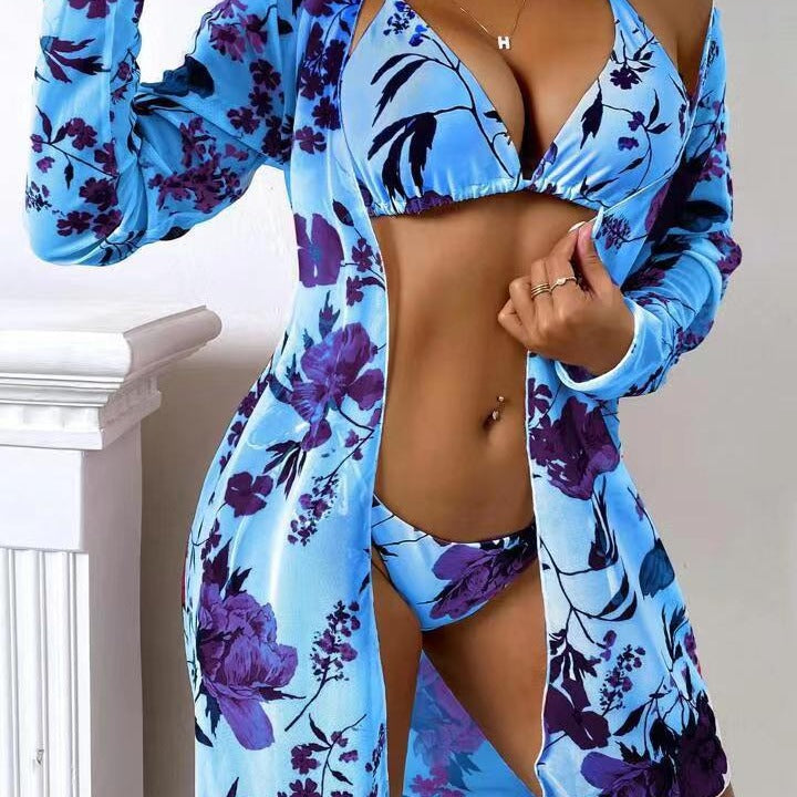 Dame Bikinisæt med blomsteragtig Kaftan og stilfulde stropdetaljer Stilla
