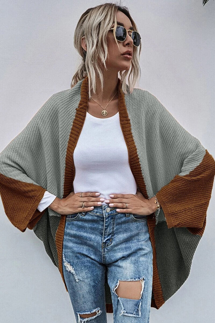 Stilla | Boho farveblok cardigan med vide ærmer