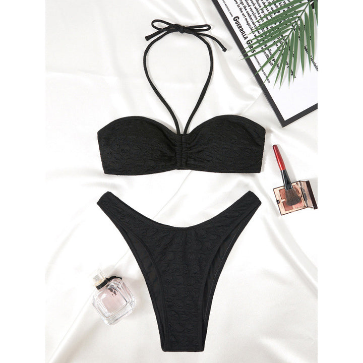Dame Bandeau Bikini med justerbare stropper og eksklusivt teksturmønster Skovae