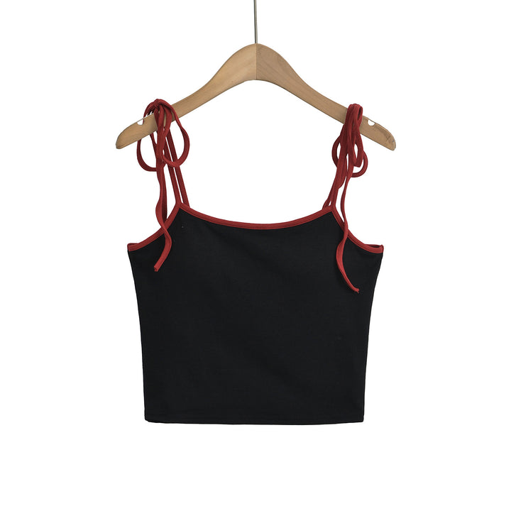 Dame Kortærmet Crop-Top med bindebånd Stilla