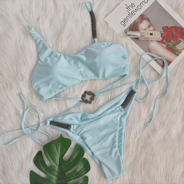 Dame Asymmetrisk skåret Bikini-sæt Stilla