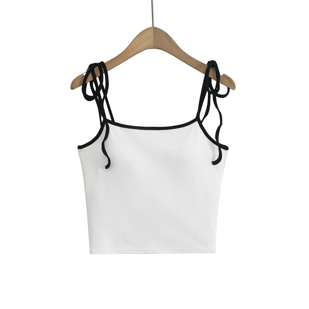 Dame Kortærmet Crop-Top med bindebånd Stilla