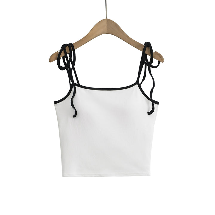 Dame Kortærmet Crop-Top med bindebånd Stilla