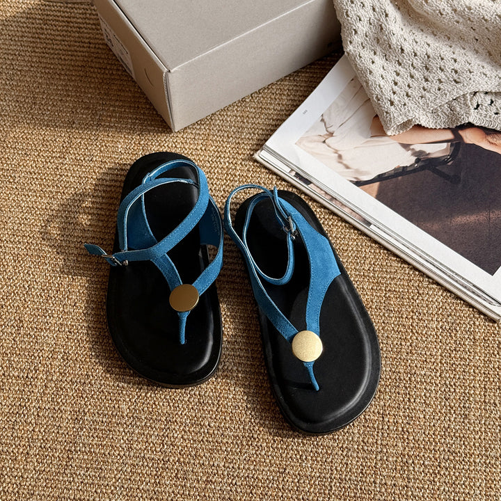 Dame Casual Chic Tanga Sandaler med stilfuld ankelrem Stilla