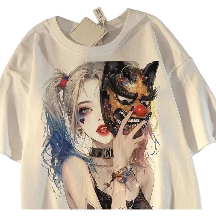 Dame T-shirt med unikt kunstnerisk tryk og afslappet skæring Stilla