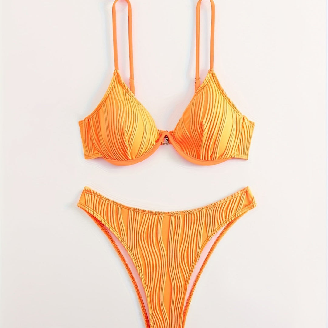 Dame bikini sæt med elegant plisseret mønster Skovae