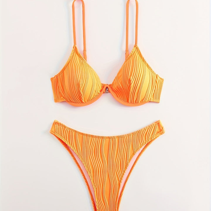 Dame bikini sæt med elegant plisseret mønster Skovae