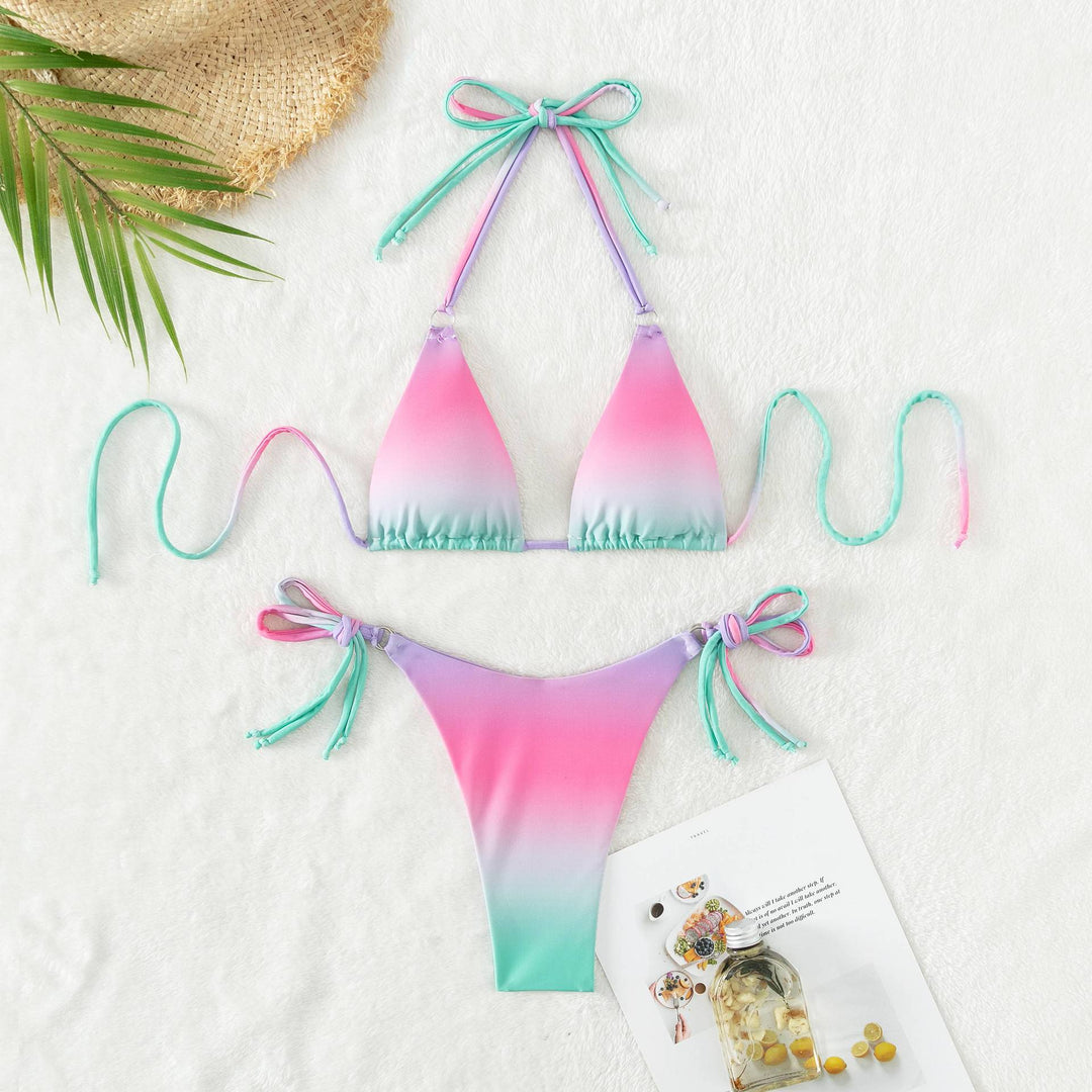 Dame triangel-bikini med individuelt justerbart bindesystem og moderigtig farveovergang Skovae