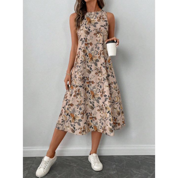 Dame Blomster Midi Sommerkjole Stilla