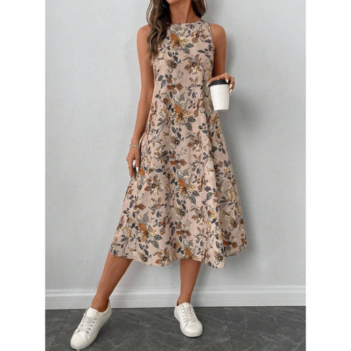 Dame Blomster Midi Sommerkjole Stilla
