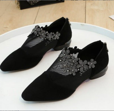 Dame elegante ballerinas med florale applikationer og skridsikre såler Stilla