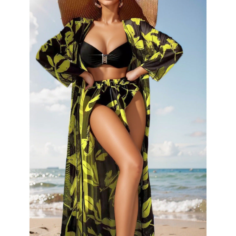 Dame bikini-sæt med floral overdel og stilfuld bandeau top Skovae