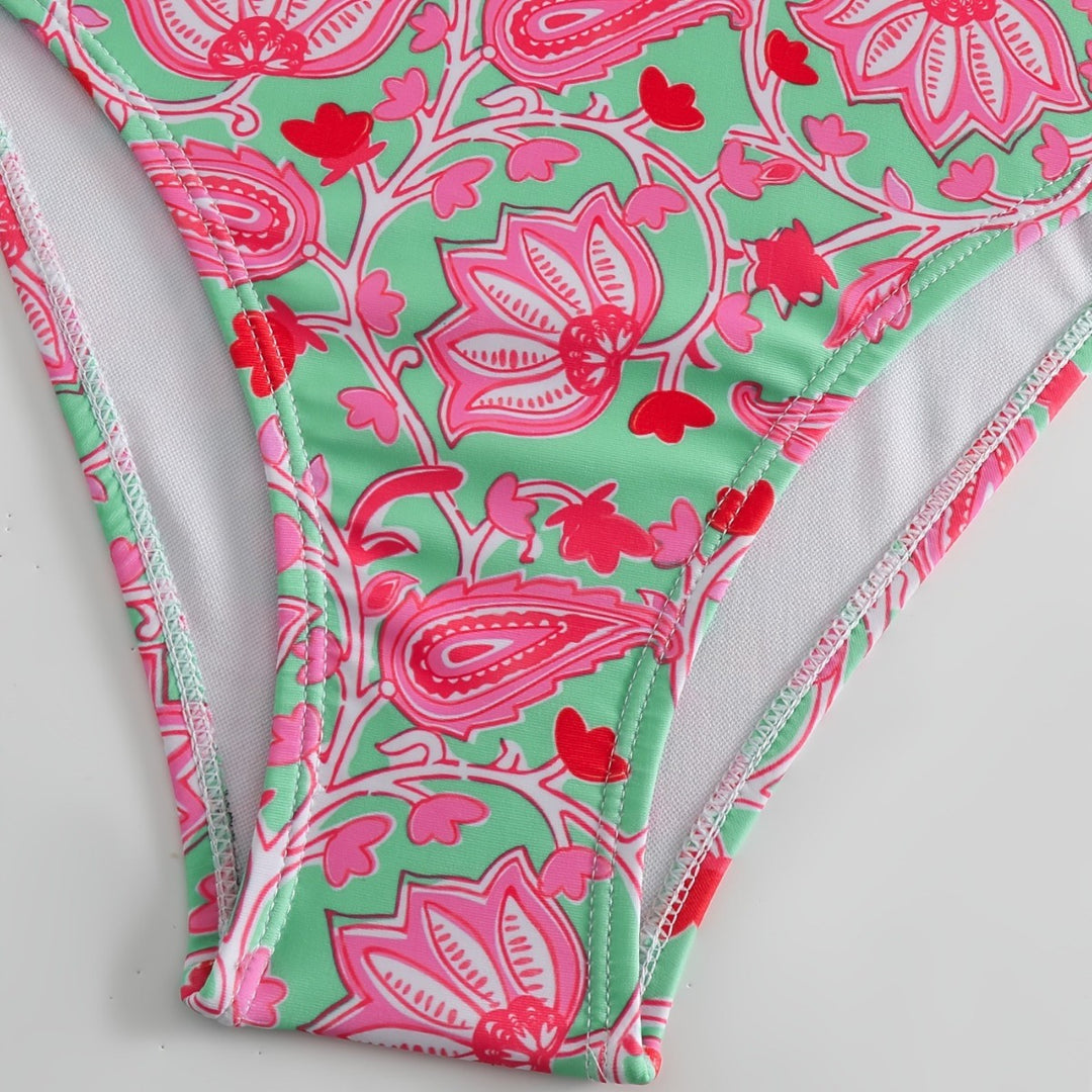 Dame Én-delt Badedragt med blomsterdesign og fashionable stropper Skovae