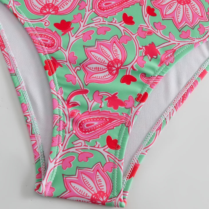 Dame Én-delt Badedragt med blomsterdesign og fashionable stropper Skovae
