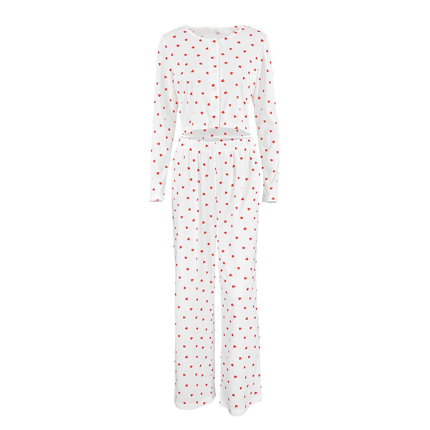 Dame Crop-Pyjama-Sæt med hjerte mønster Stilla