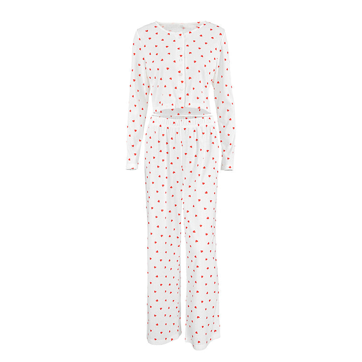 Dame Crop-Pyjama-Sæt med hjerte mønster Stilla