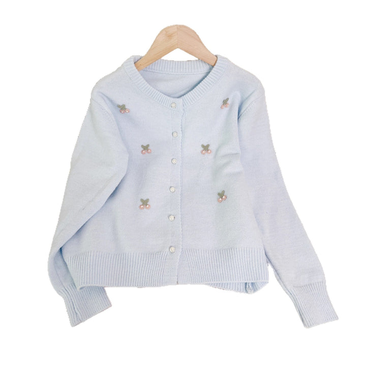 Dame finstrikket cardigan med legende blomsterbroderi Stilla