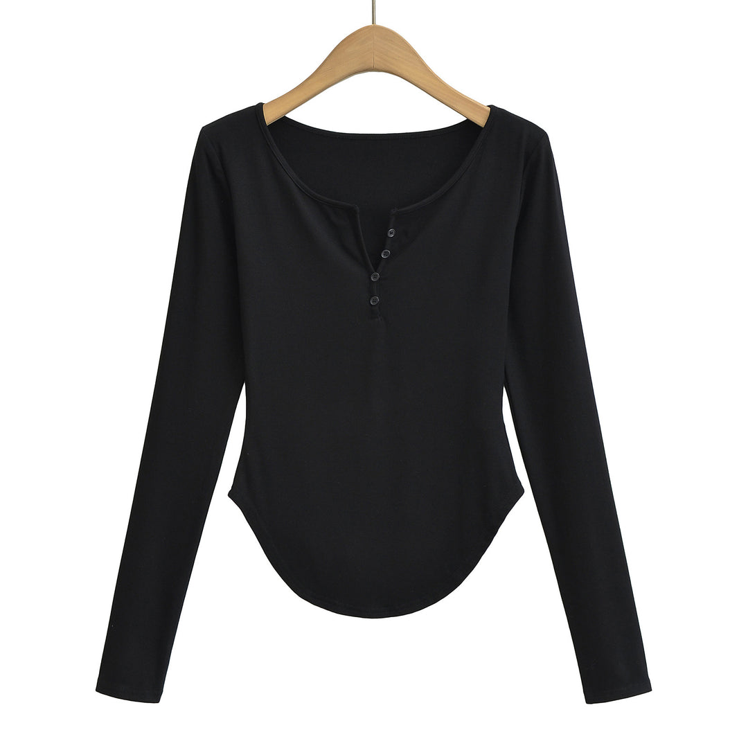 Dame langærmet skjorte med Henley-udskæring og stilfulde knapdetaljer Stilla