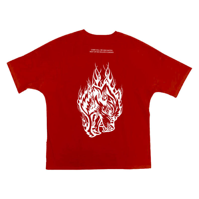 Herrer Grafik T-shirt med iøjnefaldende ulvedesign og løs pasform Stilla