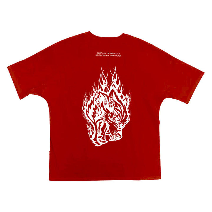 Herrer Grafik T-shirt med iøjnefaldende ulvedesign og løs pasform Stilla