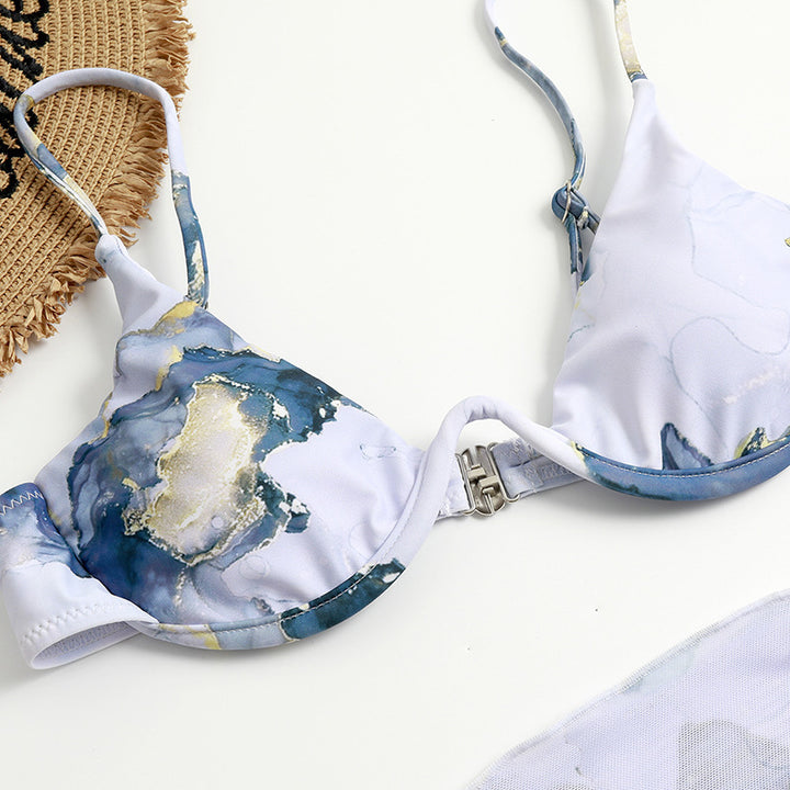 Dame Triangel-Bikini-Sæt med elegant indpakningsskørt og støttende stropper Skovae