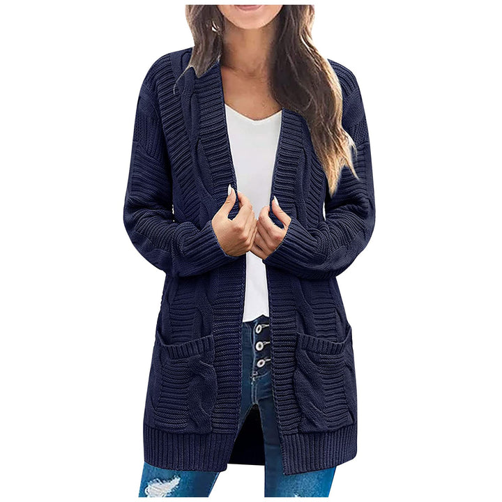 Kvinders chunky strik cardigan med lommer og struktureret stiklook Stilla