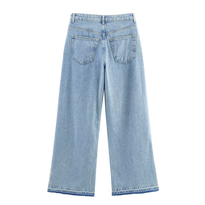 Dame løse jeans med blomster spidse applikationer Skovae