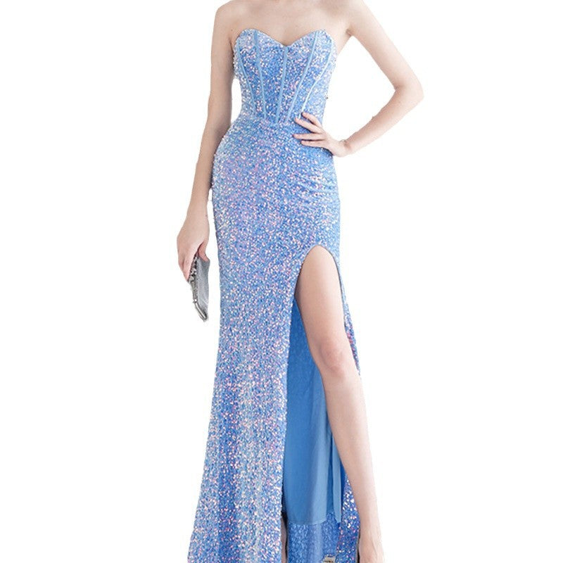 Stilla | Elegant Split-Hem Strapless Fishtail Gown