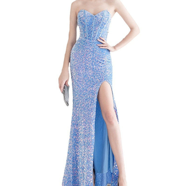 Stilla | Elegant Split-Hem Strapless Fishtail Gown