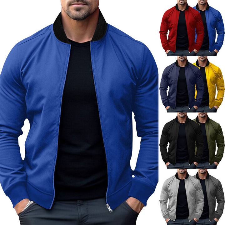Herren nan legerer Baumwoll-Blouson med kontrastkrave synlig metal zip og sidelommer Skovae