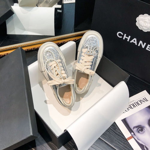 Dame Glitrende Sneakers med perleprydet Overdel Stilla