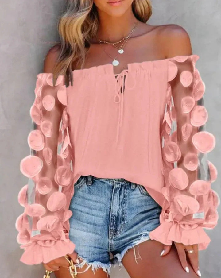 Dame Off-Shoulder Bluse med dekorative puffærmer Stilla