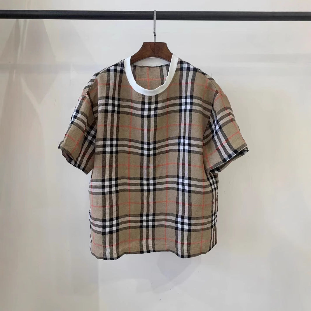 Dame Casual Kortærmet Ternet Top Stilla
