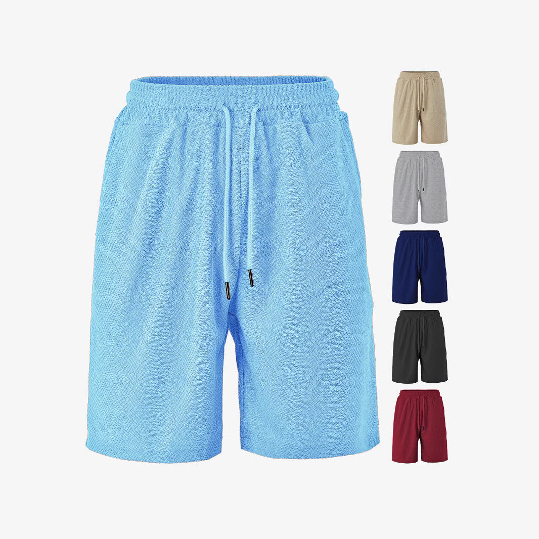 Herrer Frottee-shorts med fiskebensmønster, elastisk snor i taljen og sidelommer Skovae